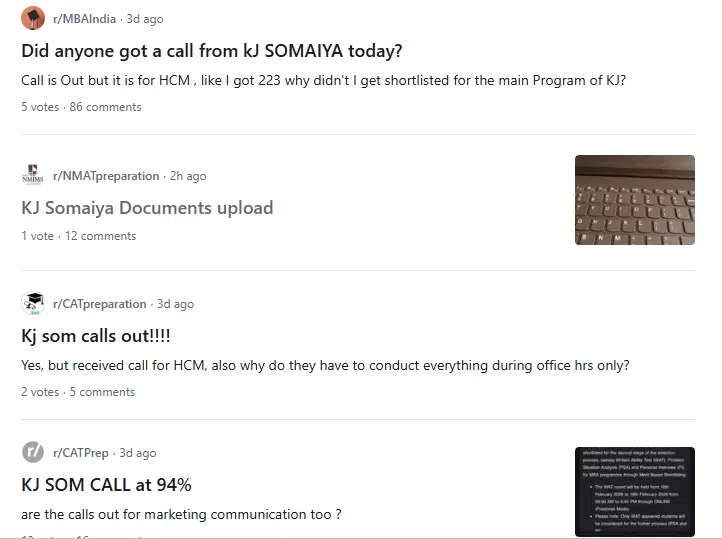 KJ Somaiya MBA Admissions 2026 Reddit Community Discussion